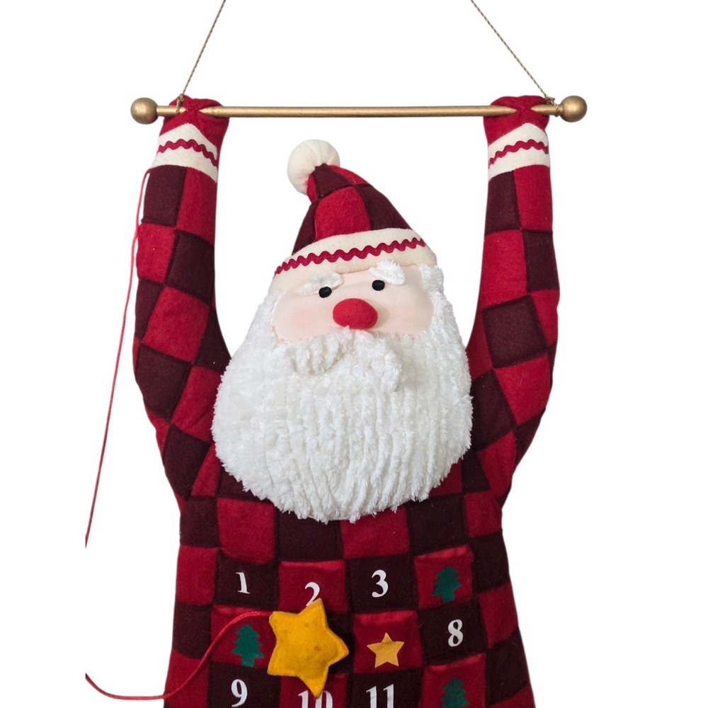 Santa Claus Hanging Fabric Plush Christmas Holiday Advent Countdown Calendar 28"